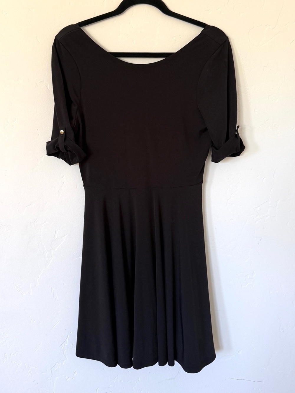 Express Black Midi Scoop-Neck Fit & Flare Skater Dress